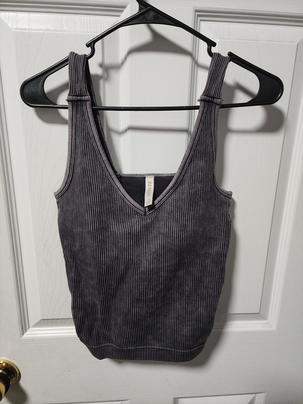 Zenana Outfitters Ribbed V-Neck Bralette/ CropTop in Charcoal